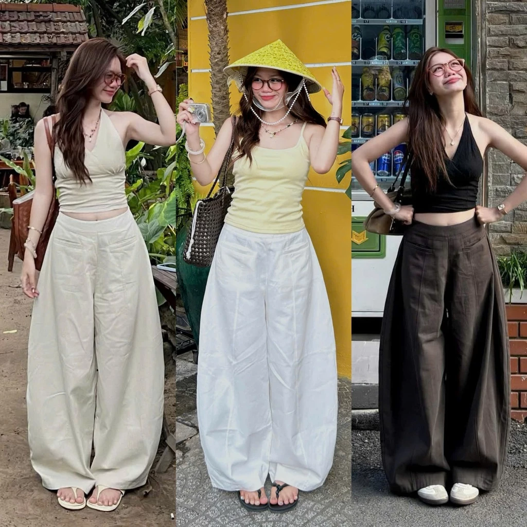 (ẢNH OLDSCHOOL) Quần kaki harem ỐNG SIÊU RỘNG dáng vòm túi ngang Q1102 Chulla PANTS