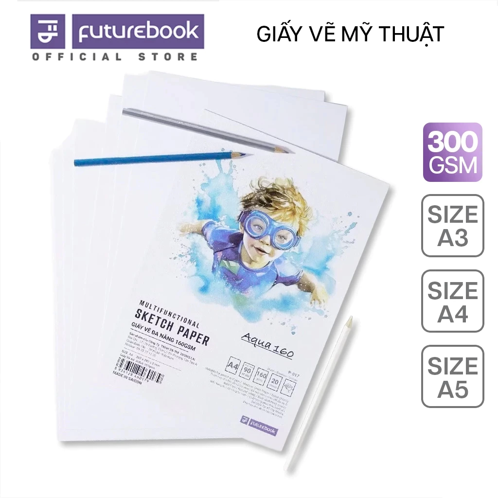 Tệp 10 Giấy Vẽ Chuyên Dụng A5/A4/A3 Aqua/Sketch Life 160/300gsm FUTUREBOOK