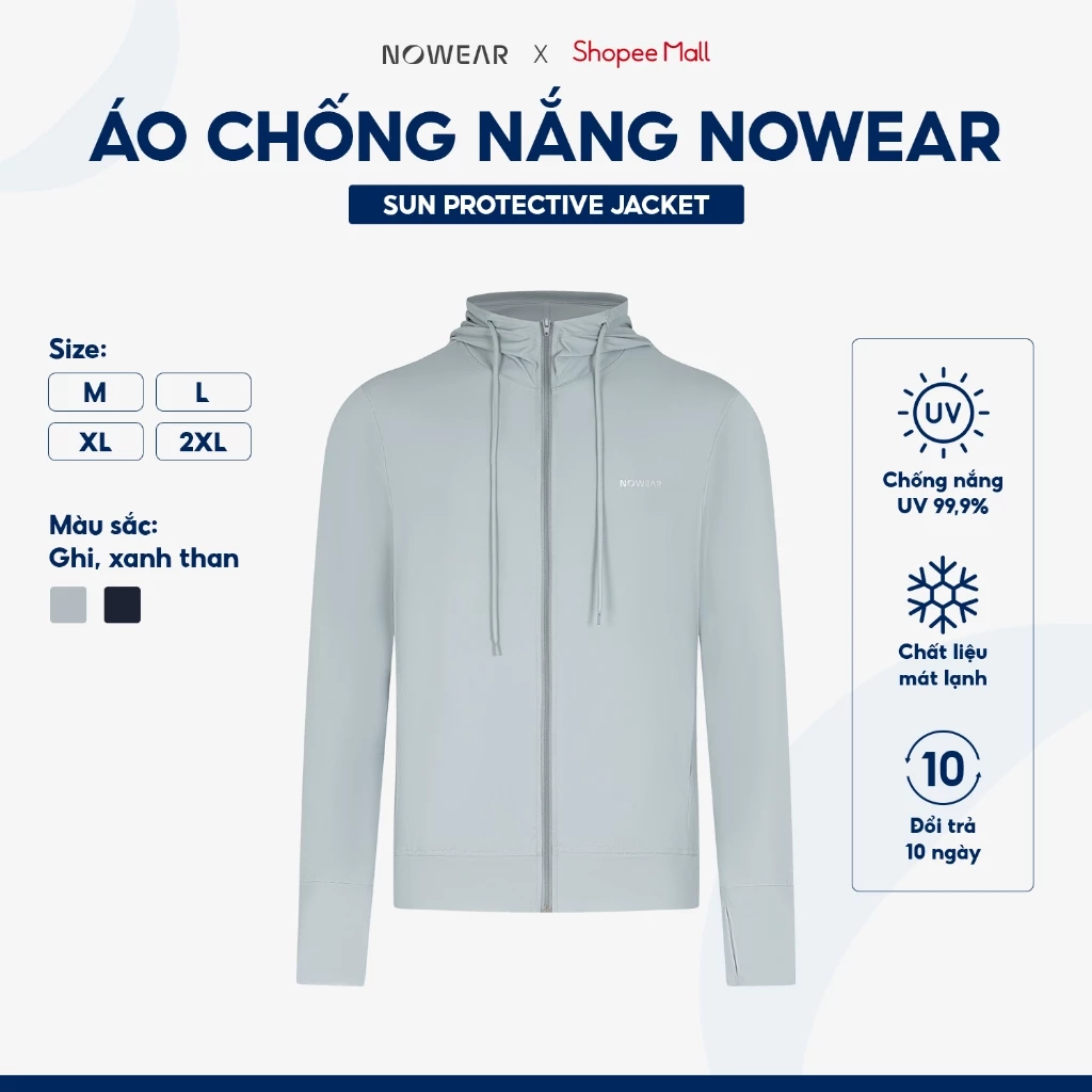 Áo Khoác Chống Nắng Nam NOWEAR Premium - Mát Lạnh, Chống UV UPF 50+, Co Giãn Thoáng Khí