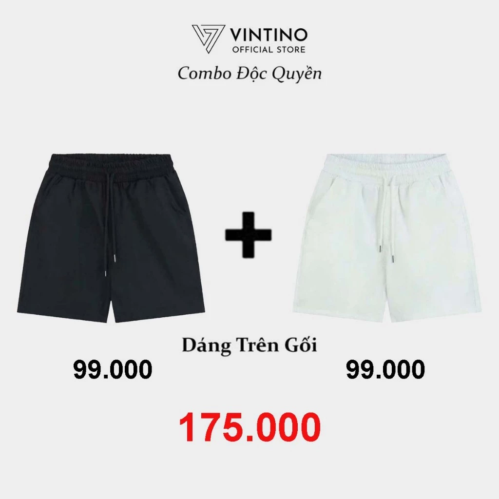 Combo 2 Quần Short Kaki VINTINO Vải Dù Dáng Trên Gối Cạp Chun Tôn Dáng Chuẩn Form QS03