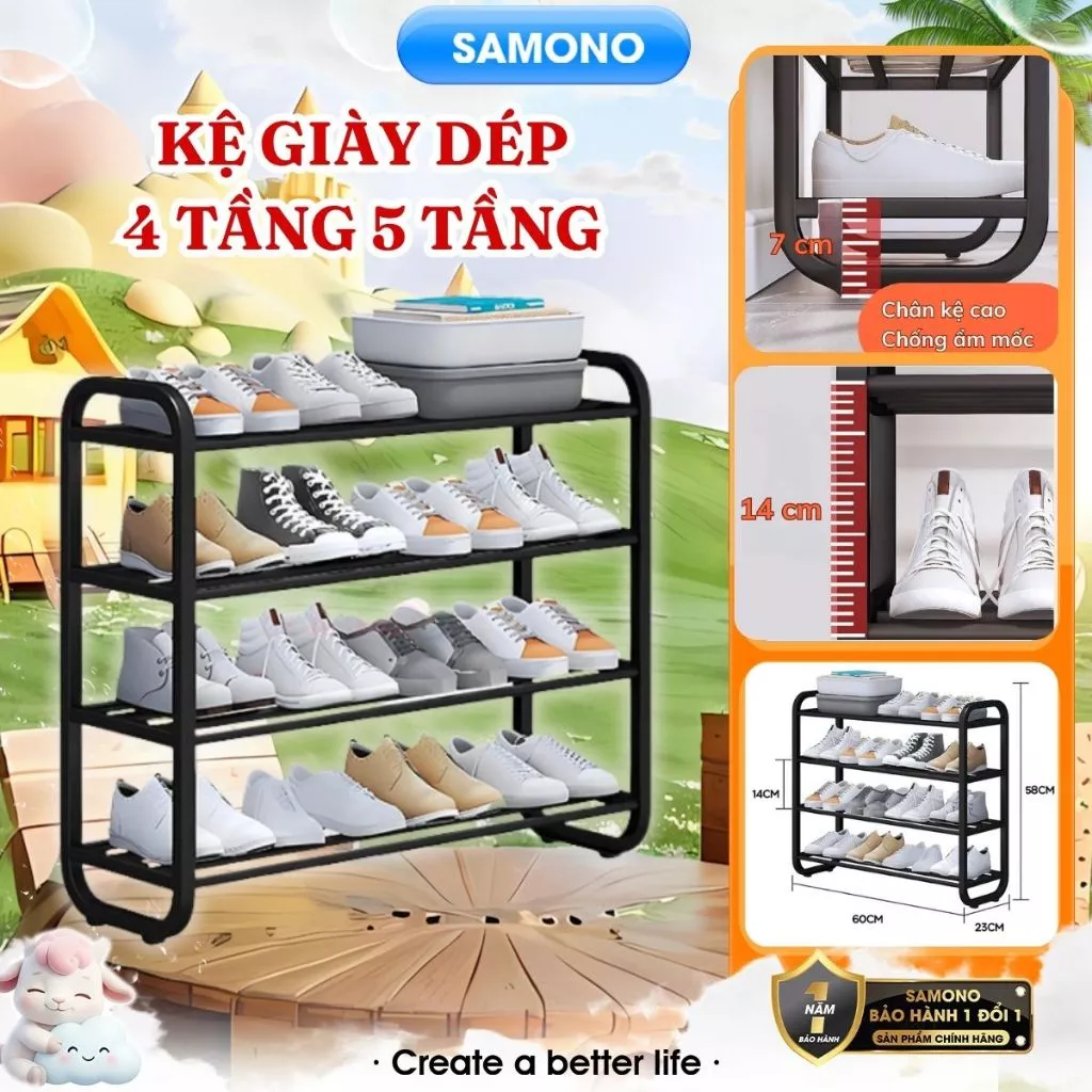 Kệ Để Giày 4 Tầng 5 tầng Samono BFS221201 Thiết Kế Thông Minh Gọn Nhẹ Chắc Chắn Dễ Dàng Lắp Ráp