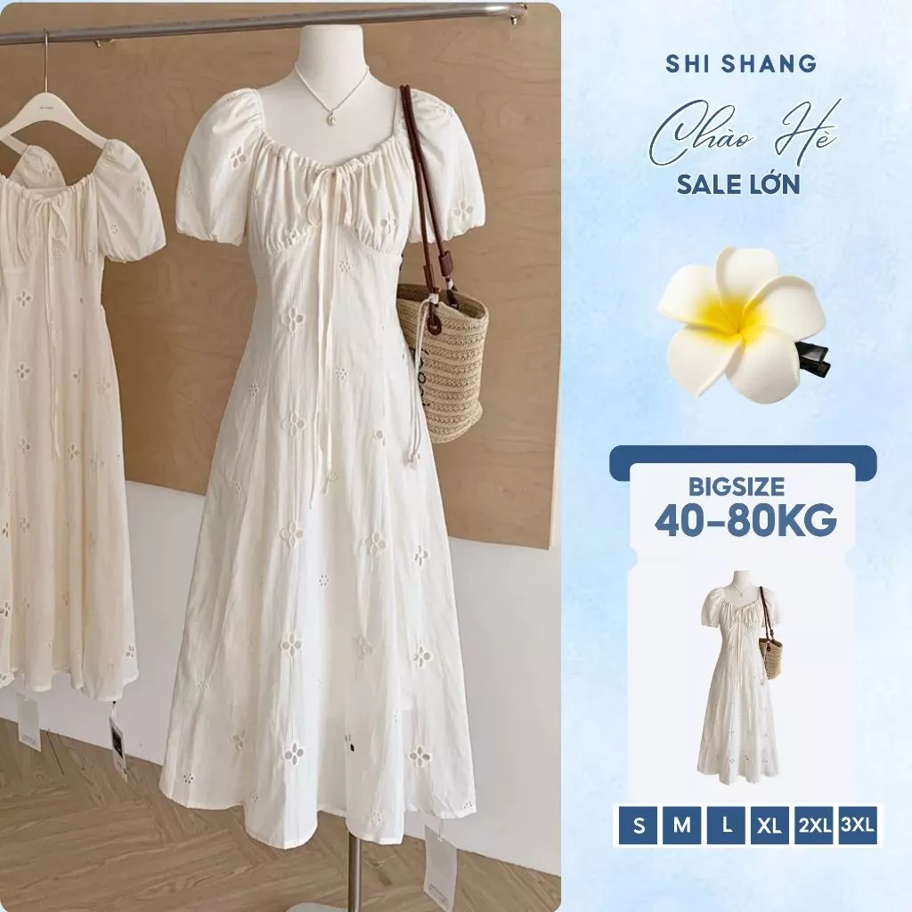 [𝐓𝐚̣̆𝐧𝐠 𝐐𝐮𝐚̀] Váy thiết kế dáng dài maxi, váy thô boi rút dây ngực đi dạo chơi có Bigsize by Shi Shang DDU01