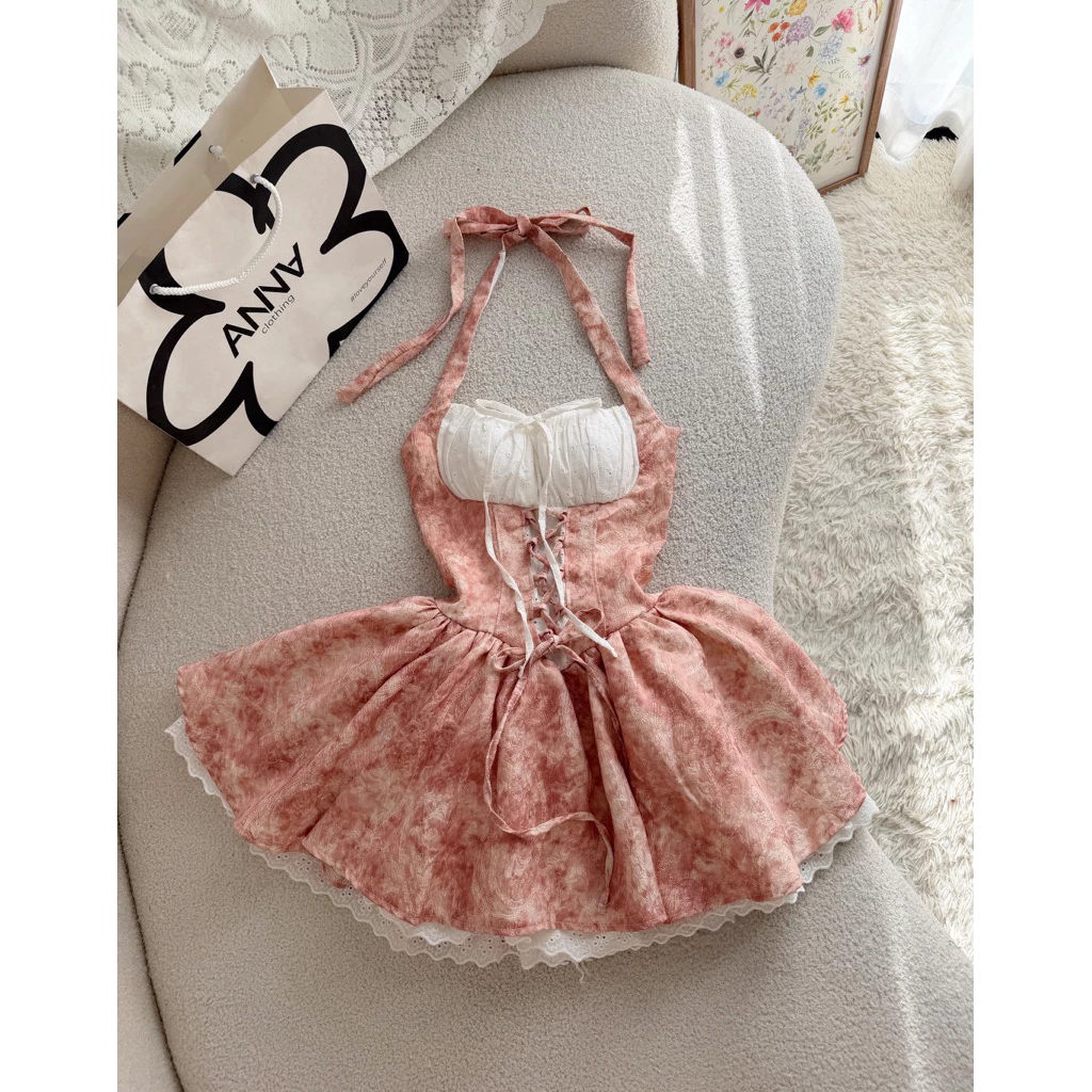 Đầm Kiểu Nữ Cổ Tếm Gấm Hoa Anna - Nobina Dress