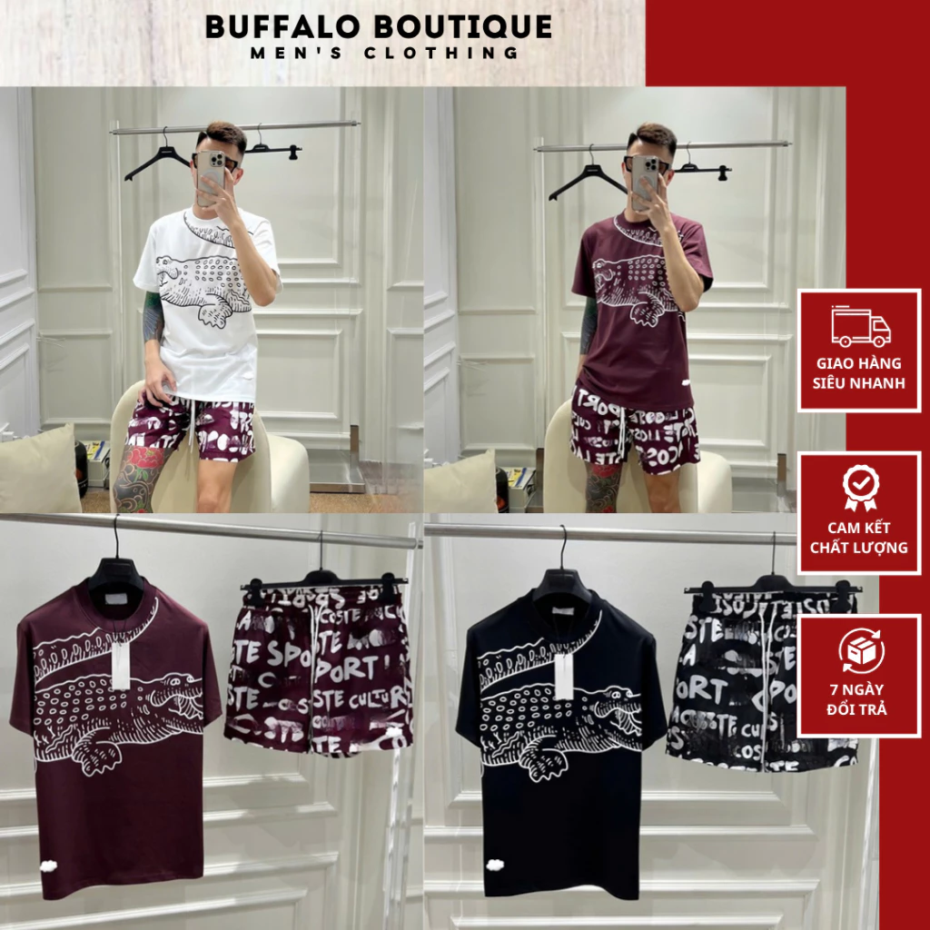 Bộ Quần Áo Nam Mùa Hè Lá Lốt In Hình Con Cá Siêu Đẹp - Bộ Cộc Hè Nam Nữ Con Cá Chất Cotton Cao Cấp