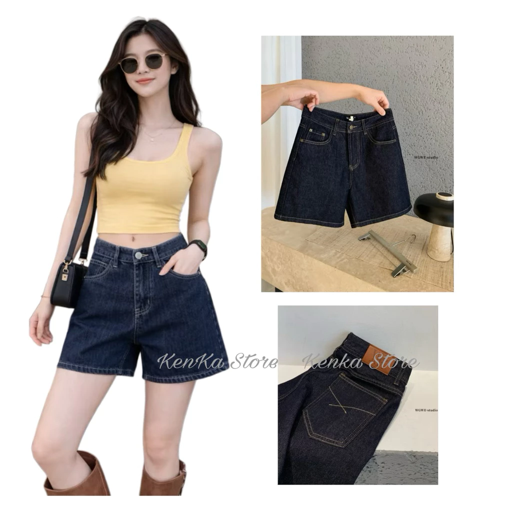 [MẪU MỚI] Quần Short Jean Denim Dáng Chữ A, Cạp Cao Che Khuyết Điểm, Ống Rộng, Tôn Dáng- M36