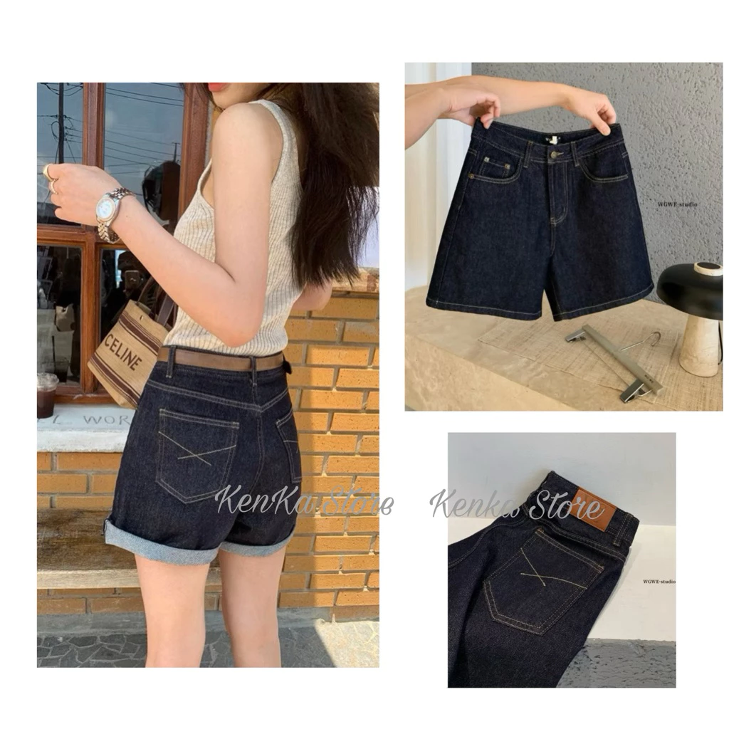 [MÂU MỚI] Quần Short Jean Denim Dáng Chữ A, Cạp Cao Che Khuyết Điểm, Ống Rộng, Tôn Dáng- M36