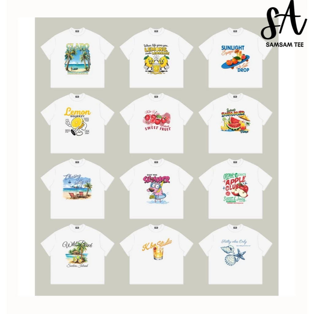 SamSam TEE Unisex ÁO THUN BOXY cotton 2 chiều ÁO THUN NAM NỮ IN HOẠ TIẾT MÙA HÈ NĂNG ĐỘNG