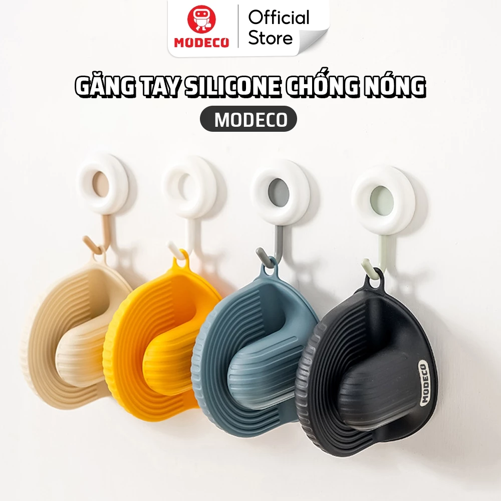 Găng Tay Cách Nhiệt Silicone Modeco - Loại Dày Chống Nóng, Chống Trơn Trượt An Toàn Khi Nấu Ăn
