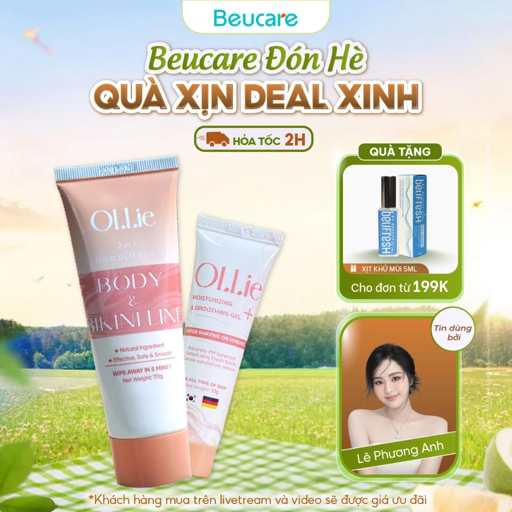 Combo kem tẩy lông và kem dưỡng Ollie tẩy vùng kín, nách, tay, chân