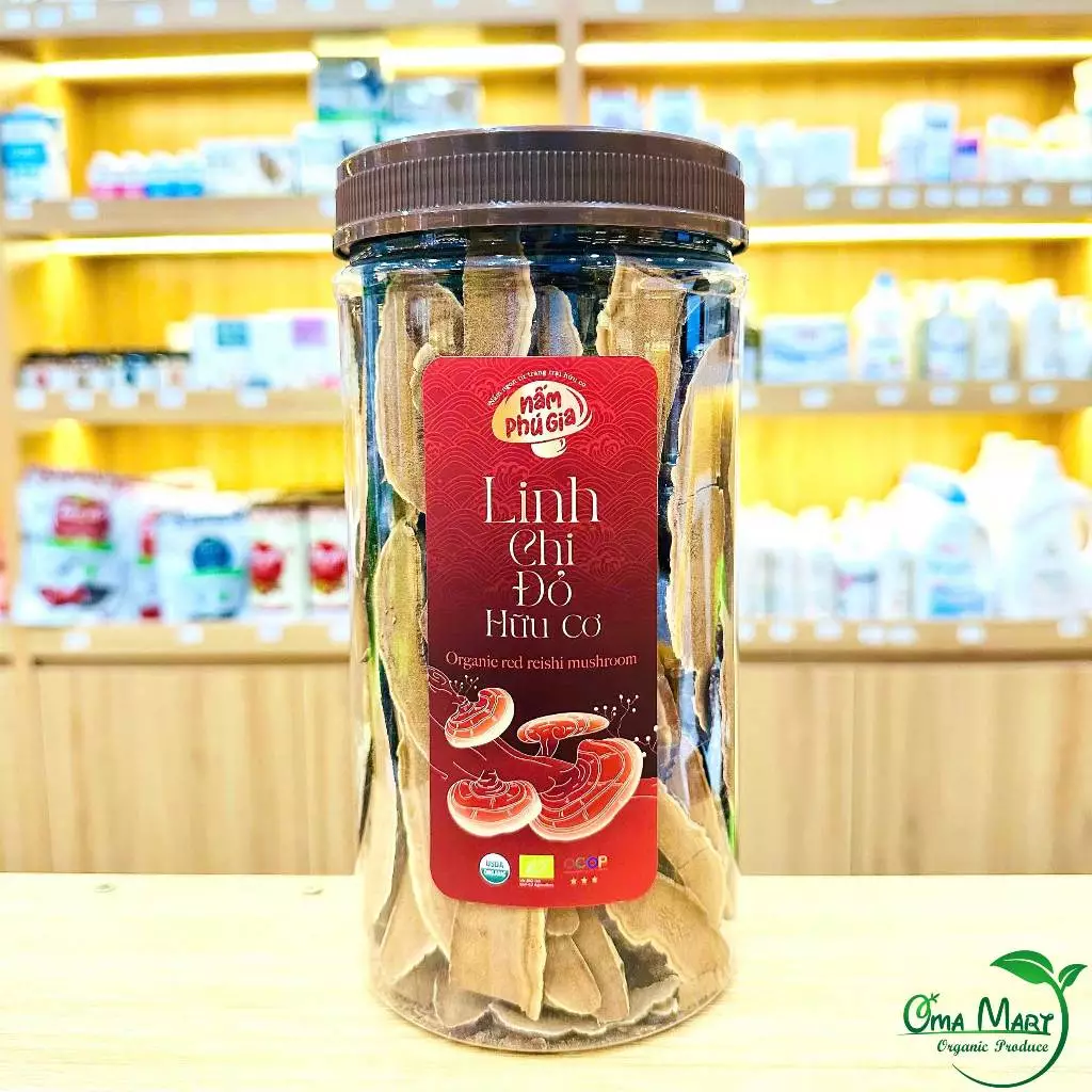 Nấm Linh Chi Đỏ Thái Lát Hữu Cơ Nấm Phú Gia 200g - Giúp Ngủ Ngon, Ổn Định Huyết Áp, Tốt Cho Gan