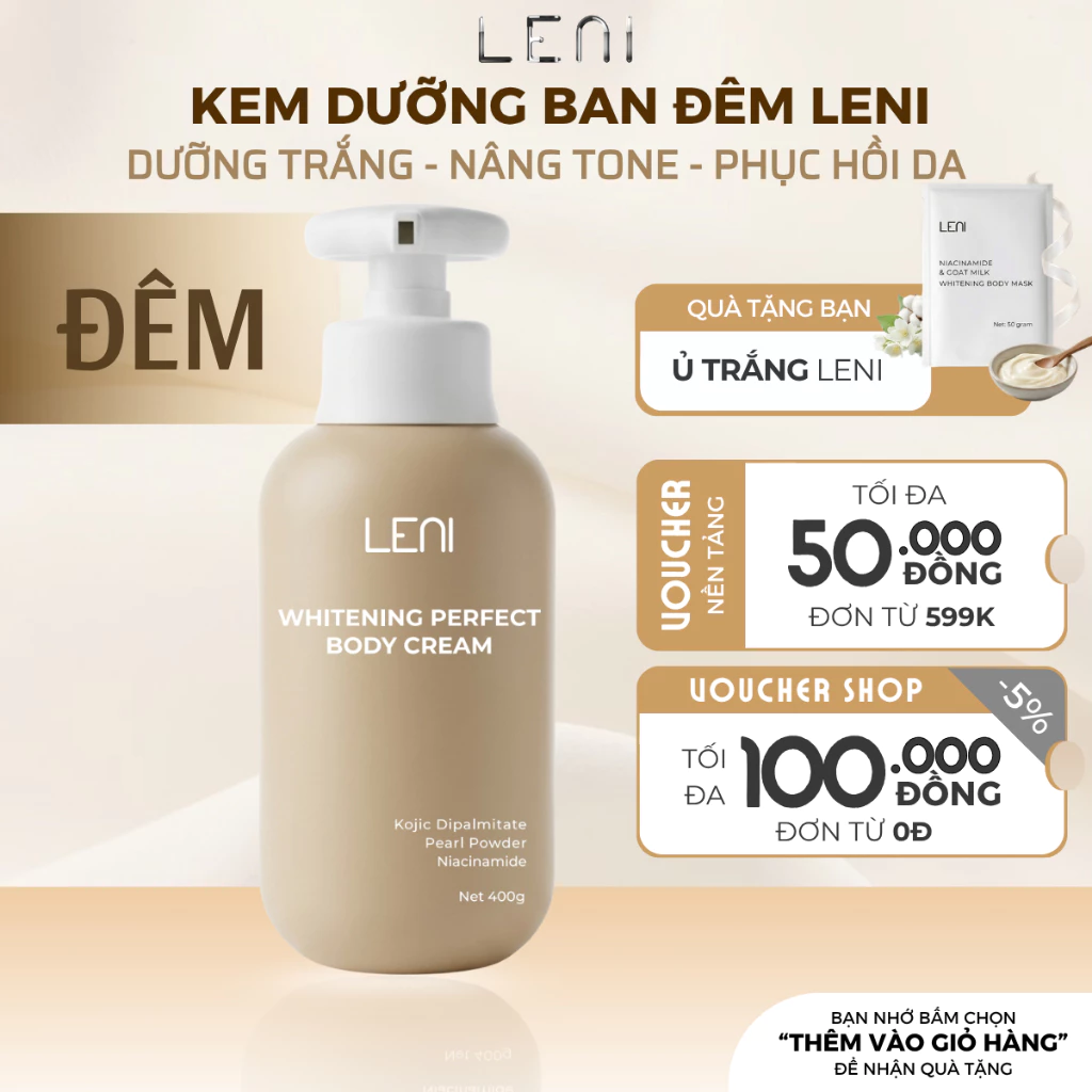 [Tặng Ủ Trắng] Kem dưỡng toàn thân ban đêm nâng tone trắng sáng phục hồi da tự nhiên - Hộp 400ml