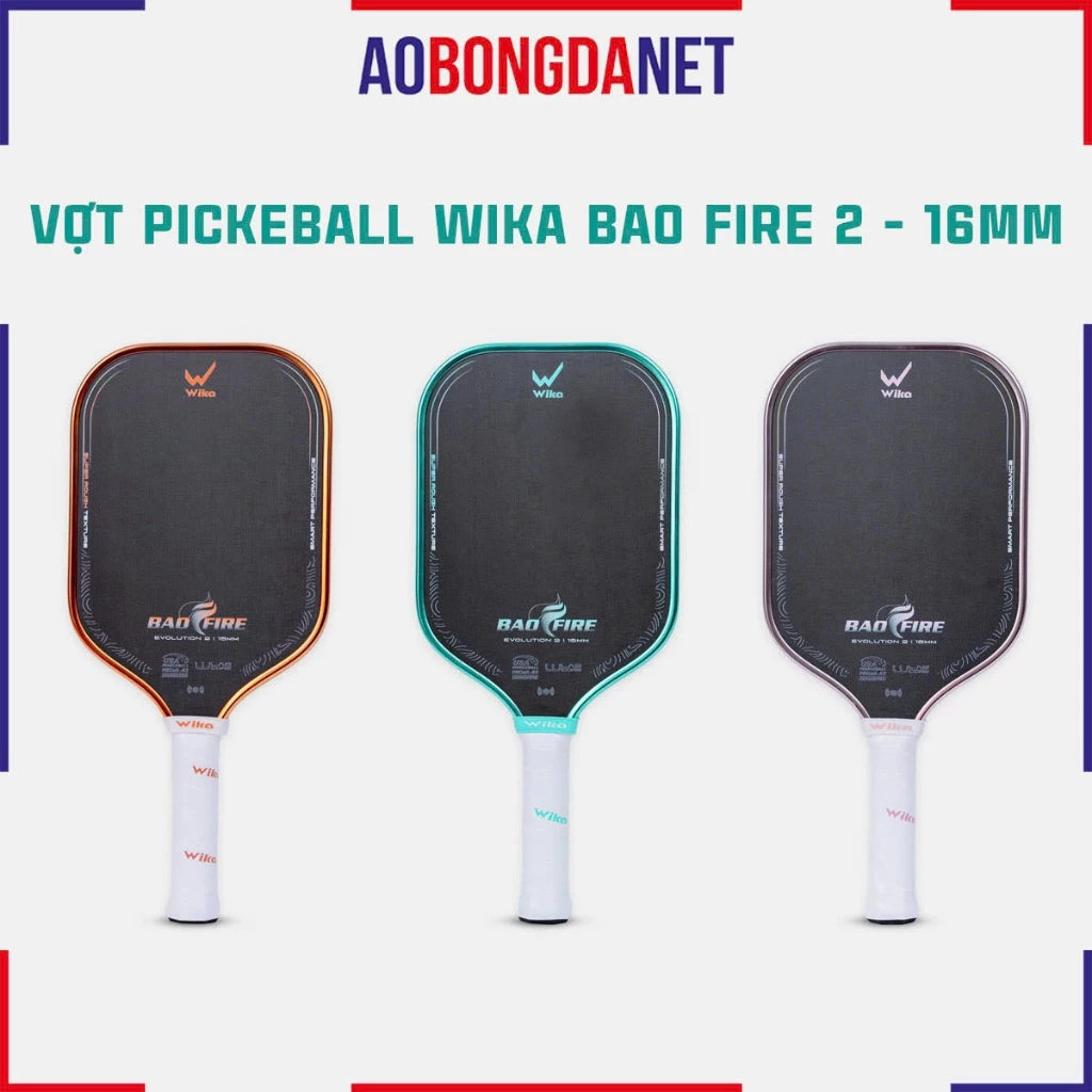 Vợt Pickleball Wika Bao Fire 2 Chính Hãng, Lõi EPP Gen 5 Độc Quyền Tăng Khả Năng Nén Lực Tạo Những Pha Bóng Mạnh