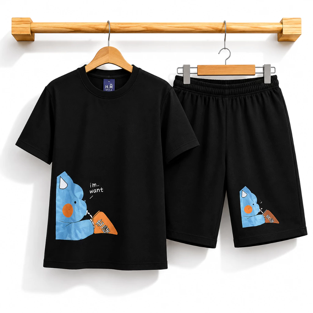 Bộ đồ nam nữ tay lỡ Unisex hoạt hình Hút Nước form đẹp chất cotton tixico co dãn thoải mái