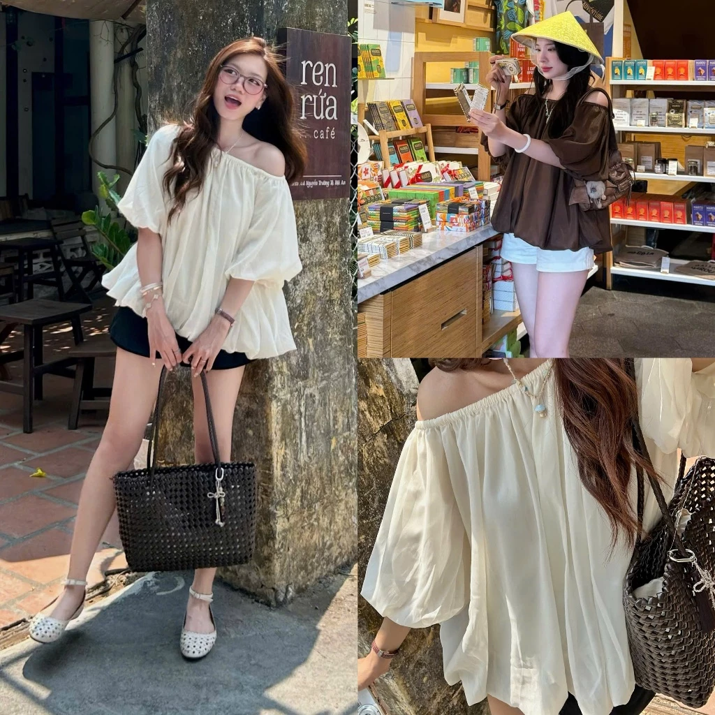 (ẢNH OLDSCHOOL) Áo kiểu nữ voan tơ bồng bềnh dáng bí mềm mại A3598 Bồng Bềnh Top.