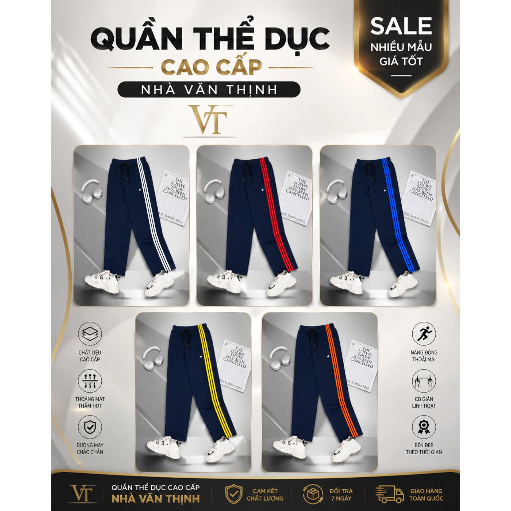 Quần Thể Dục Học Sinh Sinh Viên Nam Nữ 2 Sọc+3 sọc 5 màu , Chất Thun Chéo Màu Tím Than Chuẩn Nhà Trường