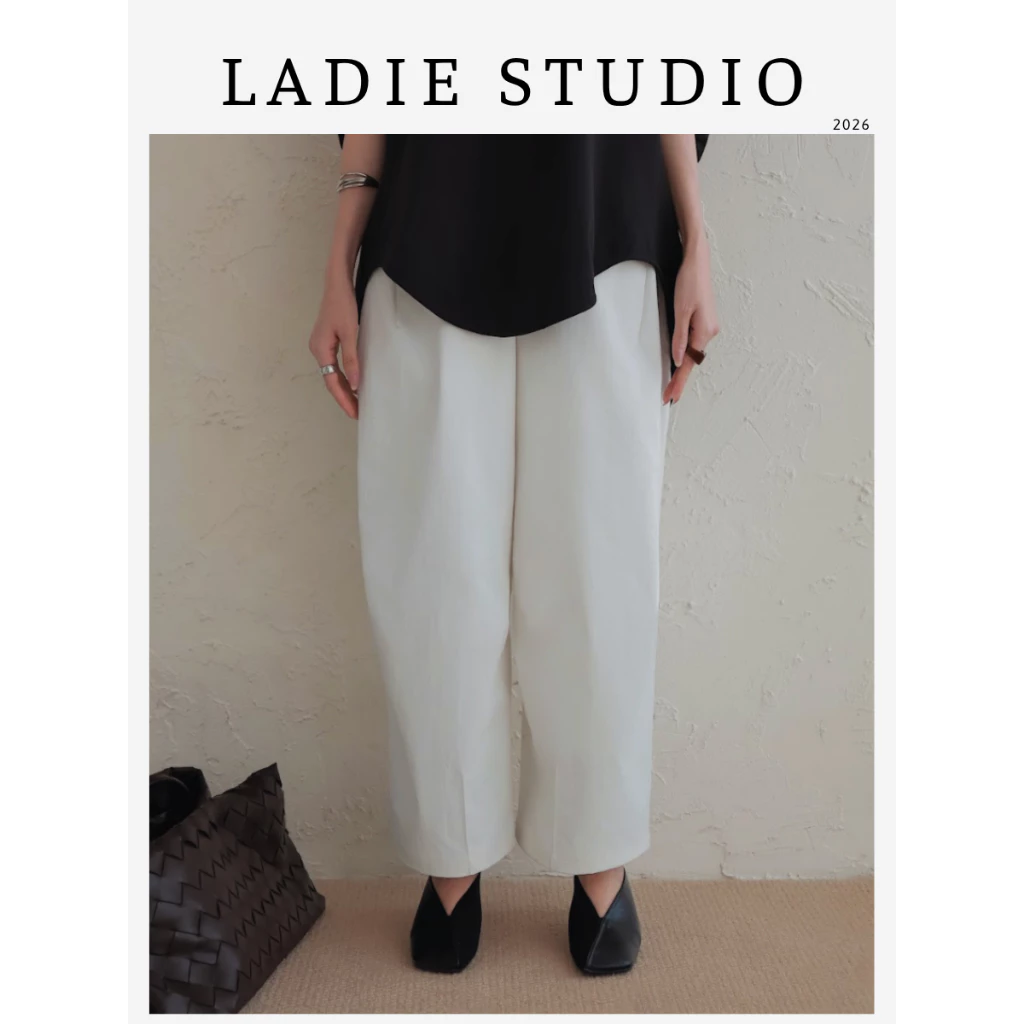 [LADIE STUDIO] Quần baggy nữ suông ống rộng - quần lưng cao form rộng phong cách tối giản hiện đại QT03