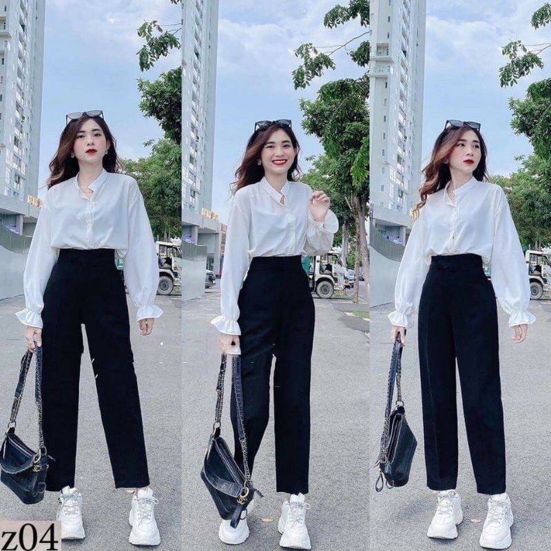 Quần Tây Lưng Cao Vừa Học Sinh Nữ Đi Học 1 cúc cài quần vải baggy nữ co giãn nhẹ đi học làm công sở