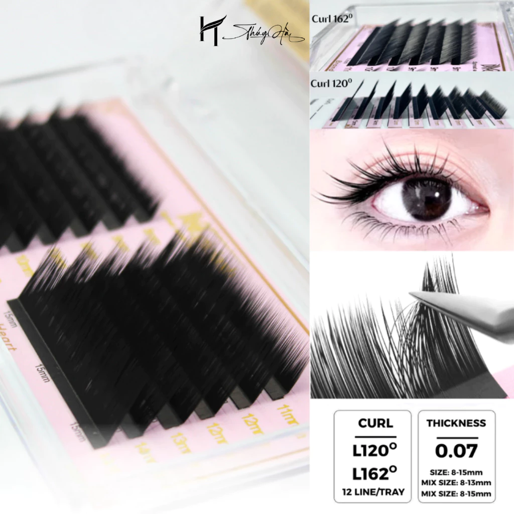 Mi Mái Hiên Douyin - Mi Trung Hoa Độ Cong L120°, 162° Sole 3 độ dài - Lông Mi Nhân Tạo Mi Thúy Hà
