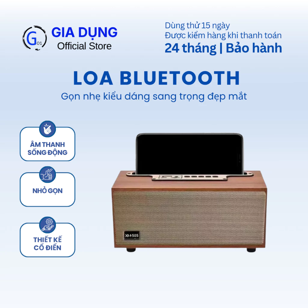 Loa bluetooth vỏ gỗ XM-505 âm thanh sống động kết nối không dây tiện lợi