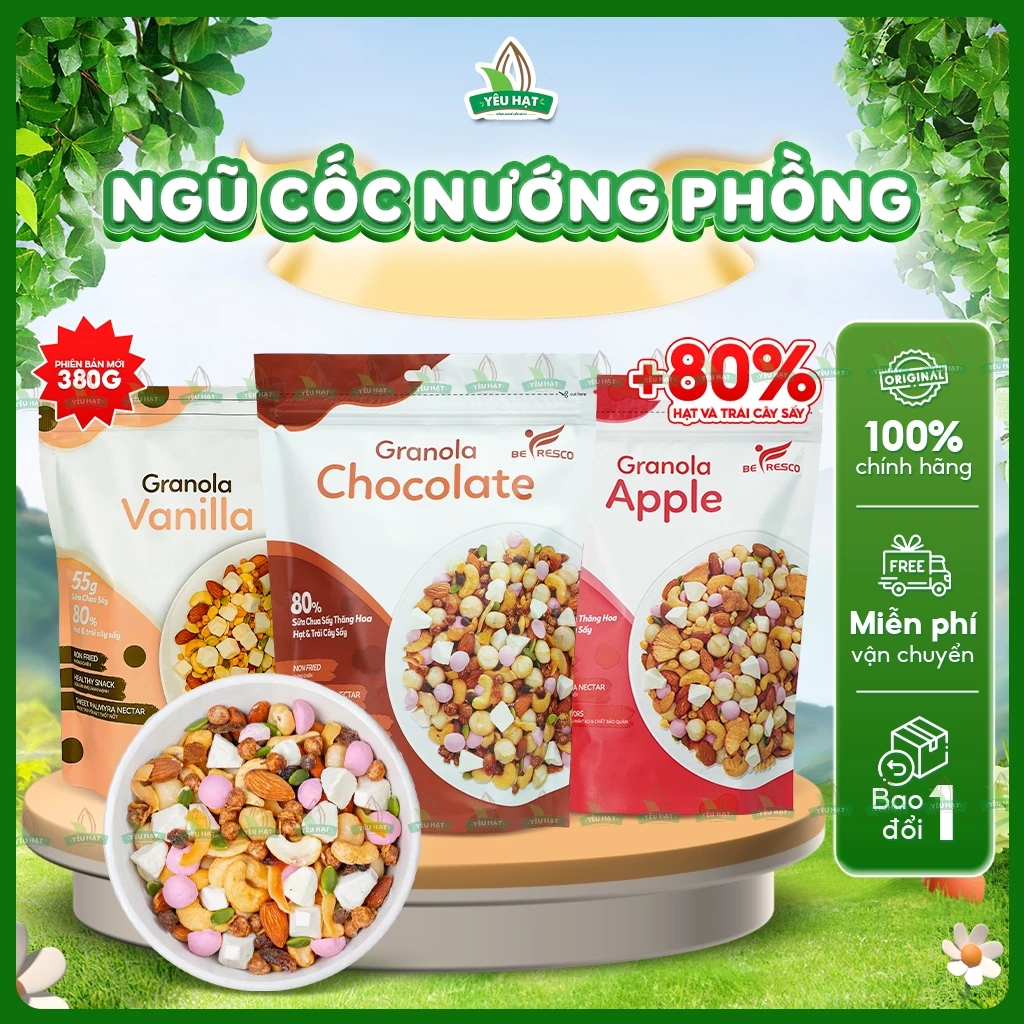 [SIÊU NGON] Ngũ Cốc Nướng Phồng Siêu Hạt Befresco Giòn Rum Ăn Vặt Eatclean Mix Sữa Chua Sấy Yêu Hạt