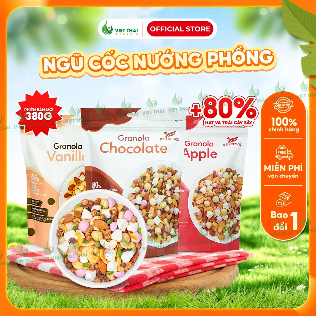 Ngũ Cốc Granola Befresco Siêu Sữa Chua Sấy X3 - Ngũ Cốc Nhiều Hạt Ăn Sáng Eatclean 380G