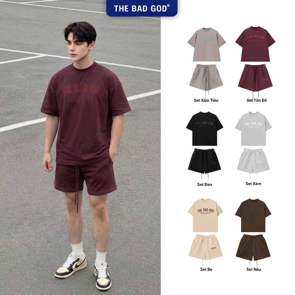 Set Bộ Quần Áo Nam Nữ The Bad God Serenity Bold Áo Cotton Quần Nỉ Local Brand Form Boxy
