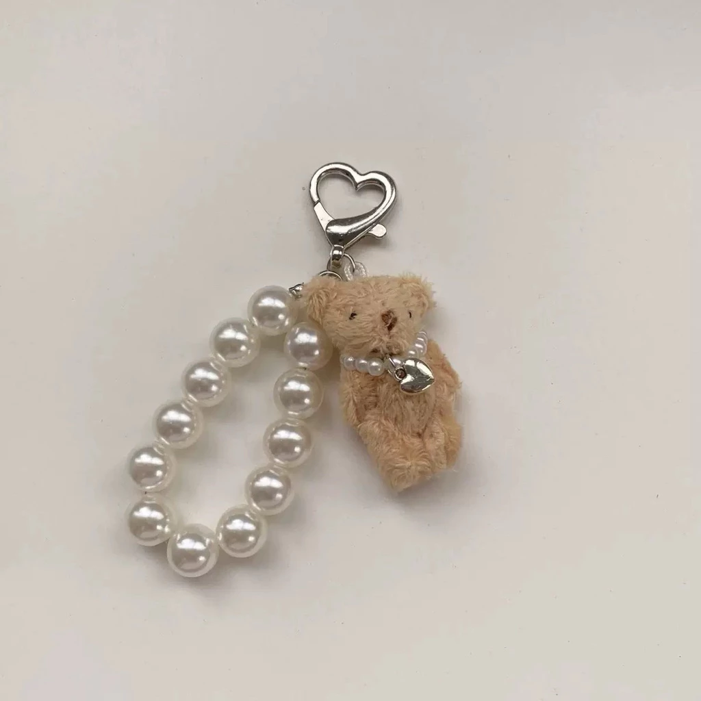 Vintage Bear Pearl Keychain - Móc Khóa Gấu Bông Nhỏ Xinh Phụ Kiện Handmade