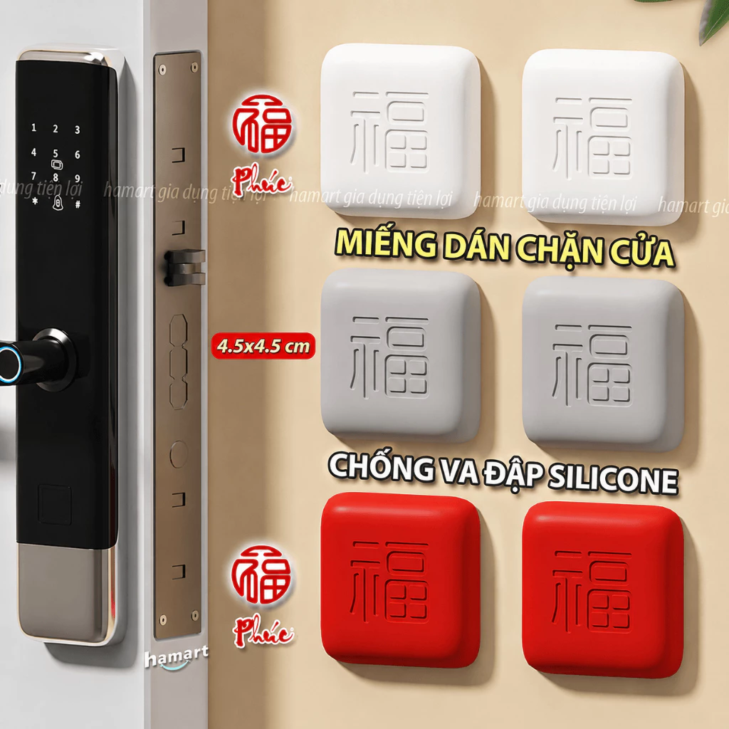 Nút Chống Va Đập Cửa Dán Bảo Vệ Tường Hamart Keo 3M Siêu Dính Silicon Chống Ồn Hiệu Quả