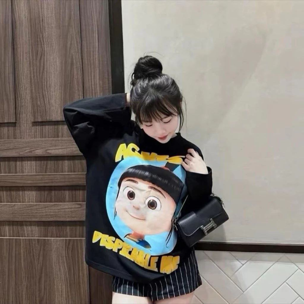 Áo Thun Nữ Brand Mô Tả Đen In Hình Nhân Vật Phim Despicable Me Phong Cách Thời Trang Hiện Đại- Despicable