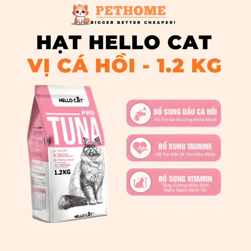 Hạt Cho Mèo Hello Cat Tuna Vị Cá Ngừ Túi 1.2kg – Hạt Dinh Dưỡng Cho Mèo Mọi Lứa Tuổi