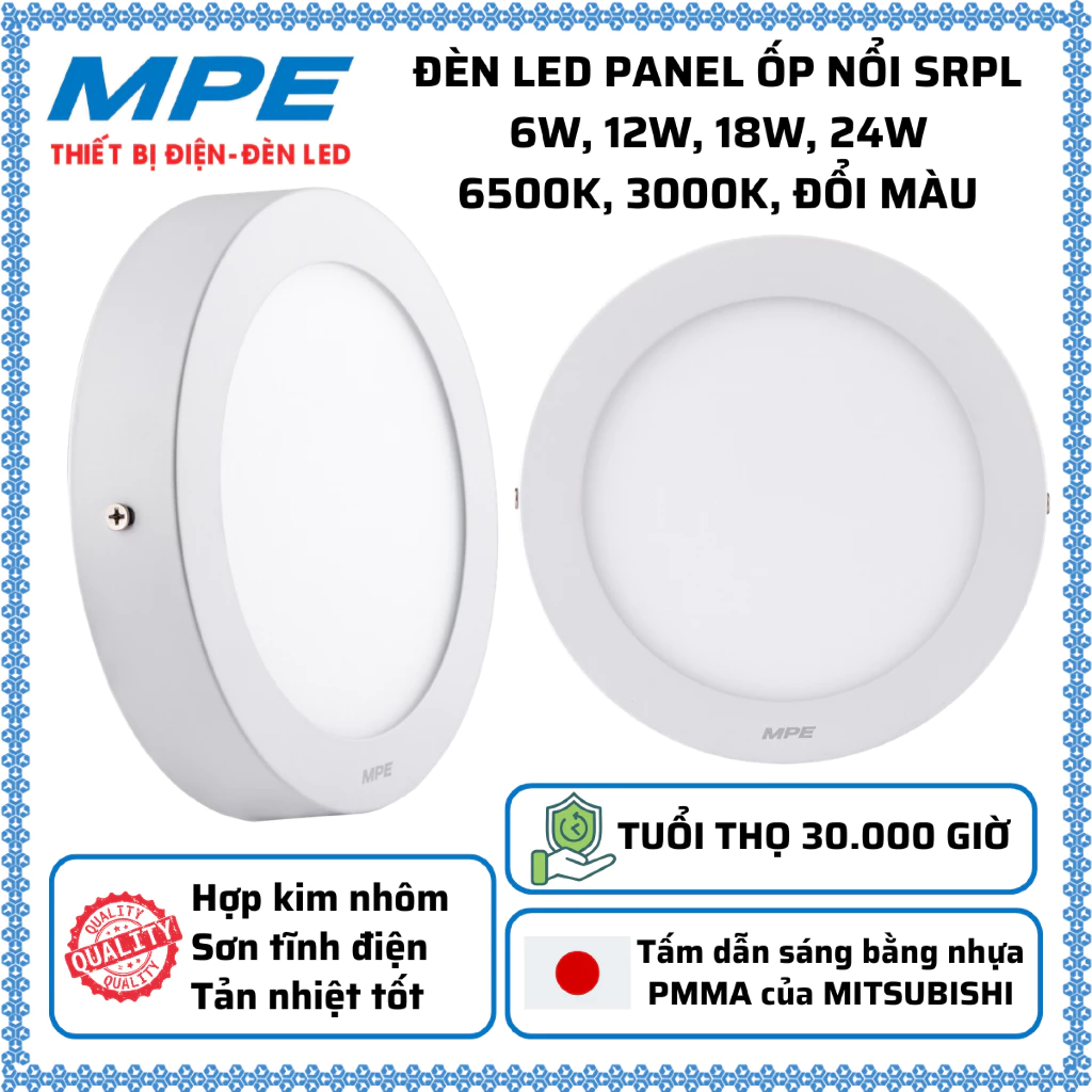 Đèn led ốp trần tròn SRPL đổi màu 6W, 12W, 18W, 24W 3000K/6500K MPE CHÍNH HÃNG