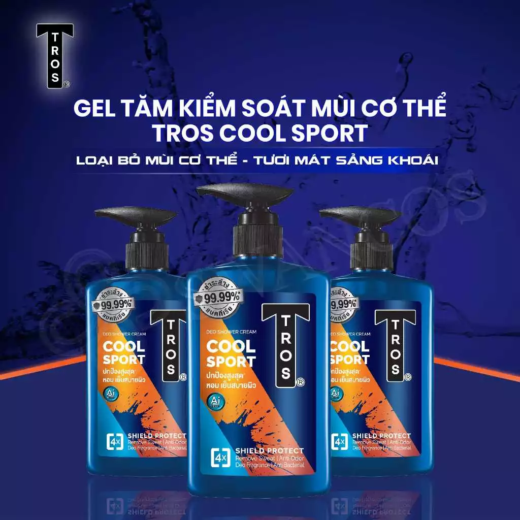 Combo Sữa Tắm Nam TROS COOL SPORT 450ml + Lăn Khử Mùi TROS – Mát Lạnh Sảng Khoái, Khử Mùi Thơm Lâu