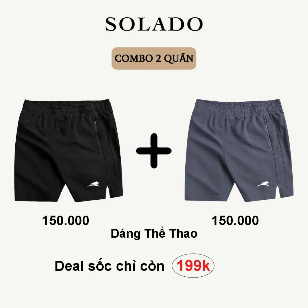 COMBO 2 Quần Short Gió PICKLEBALL SOLADO Nam Nữ Vải Gió Cao Cấp Co Giãn Nhẹ Thoáng Mát QS18