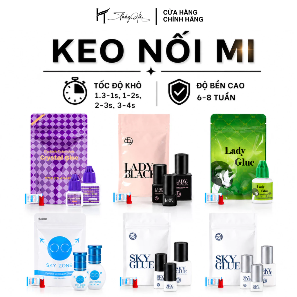 Keo Nối Mi Siêu bền, Ít Cay, Keo Magic Glue, Vetus, The Look, Crystal, Lady, Sky, Keo nối mi Thúy Hà