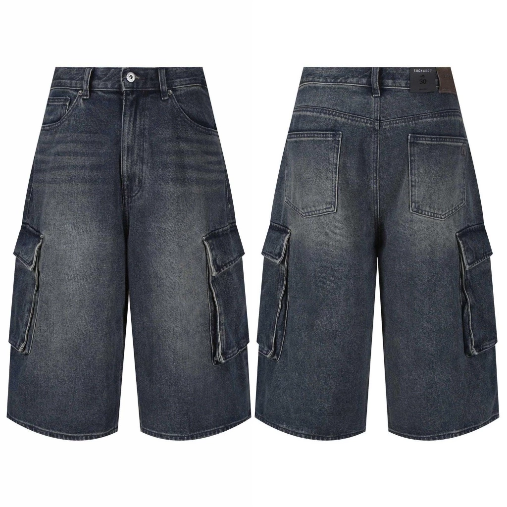 Quần short jean denim Buc/ka.roo túi hộp dành cho nam