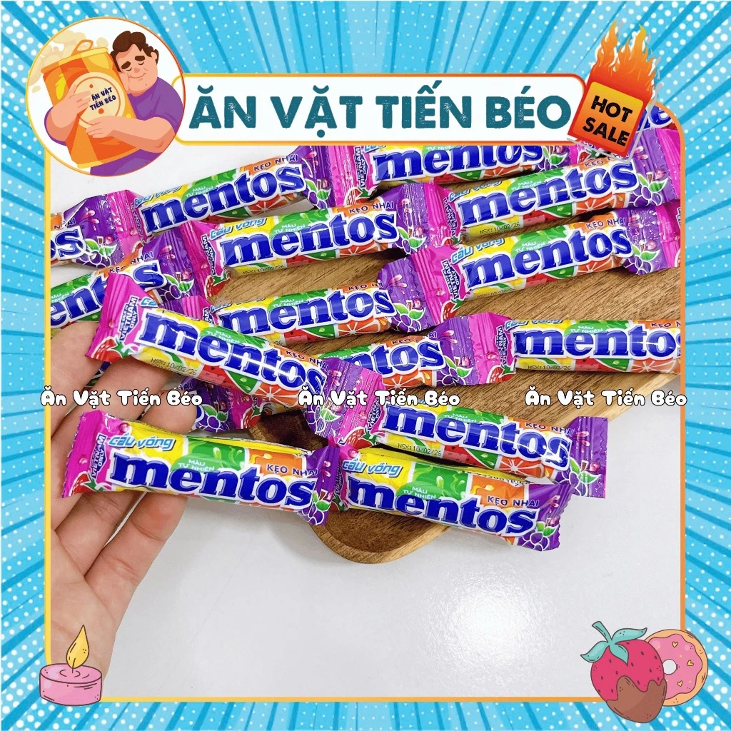 [10 CHIẾC] Kẹo Mentos Vị Trái Cây (thỏi 5viên), kẹo nhai trái cây, đồ ăn vặt