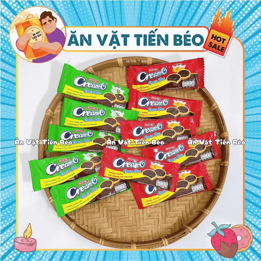 [10 CHIẾC] Bánh Quy CREAM O Thái Lan Choco Plus JACK&JILL , Nhân Socola Nhiều Vị, đồ ăn vặt