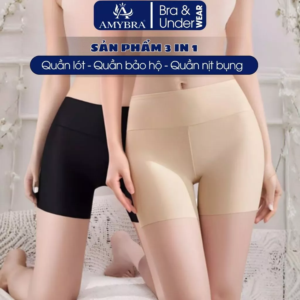 Combo Quần Lót Nữ Mặc Váy Cạp Cao Không Viền - Set Quần Lót Bảo Hộ Đúc Su Mát Mịn AMYBRA V8941