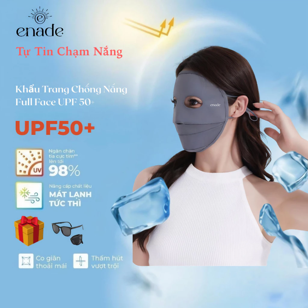 Khẩu Trang Chống Nắng Full Face Không Gọng Enade UPF 50+,Chống Tia UV 99%