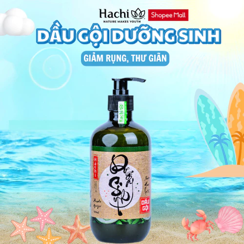 Dầu gội gừng sả bưởi thảo dược dưỡng sinh Hachi giúp giảm rụng, mọc tóc, giảm gàu, dầu bết 500ML