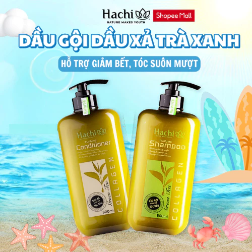 Dầu Gội, Xả Hachi Purifying Green Tea chiết xuất trà xanh dành cho tóc dầu bết hỗ trợ giảm dầu nhờn