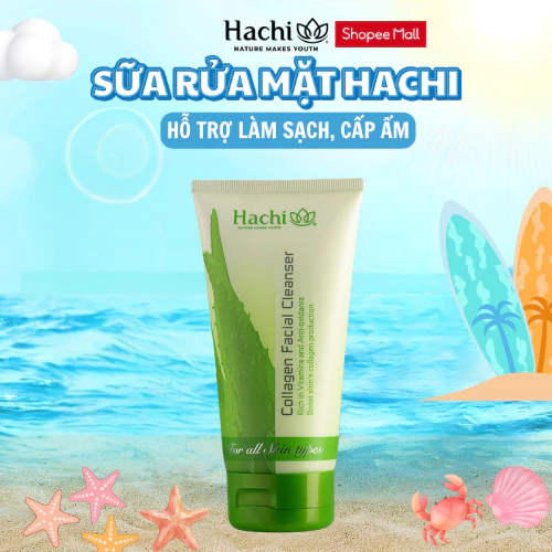 Sữa rửa mặt hỗ trợ làm sạch và dưỡng ẩm da HACHI COLLAGEN FACIAL CLEANSER 150G