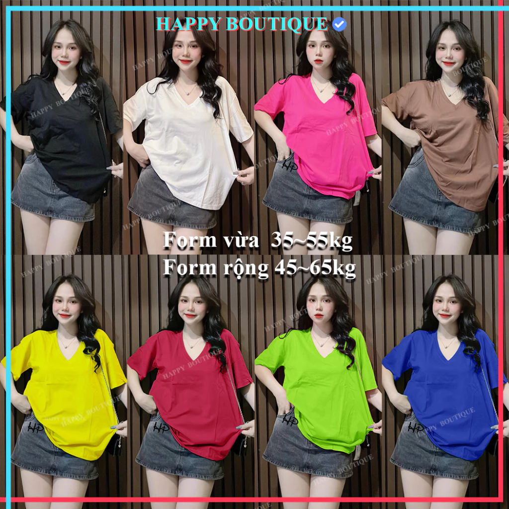 [35~65kg] Áo Thun Thái Nữ Cotton 100% [Mã A99] Mặc Đơn Đôi Nhóm Mềm Mịn Mát Co Dãn 4C [CỔ TIM THUN THÁI BASIC]