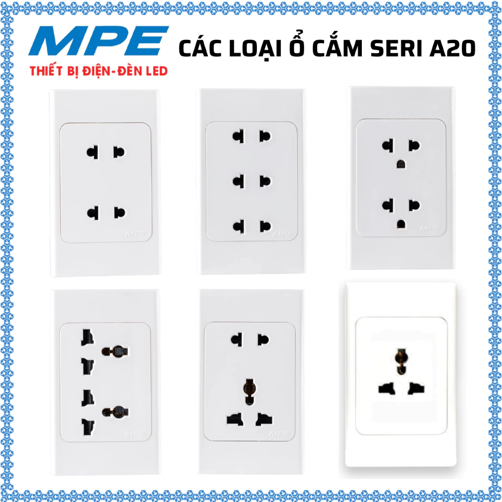 Mặt Ổ Cắm Và Công Tắt Âm Tường MPE Kèm Phụ Kiện ( A20 Plus )