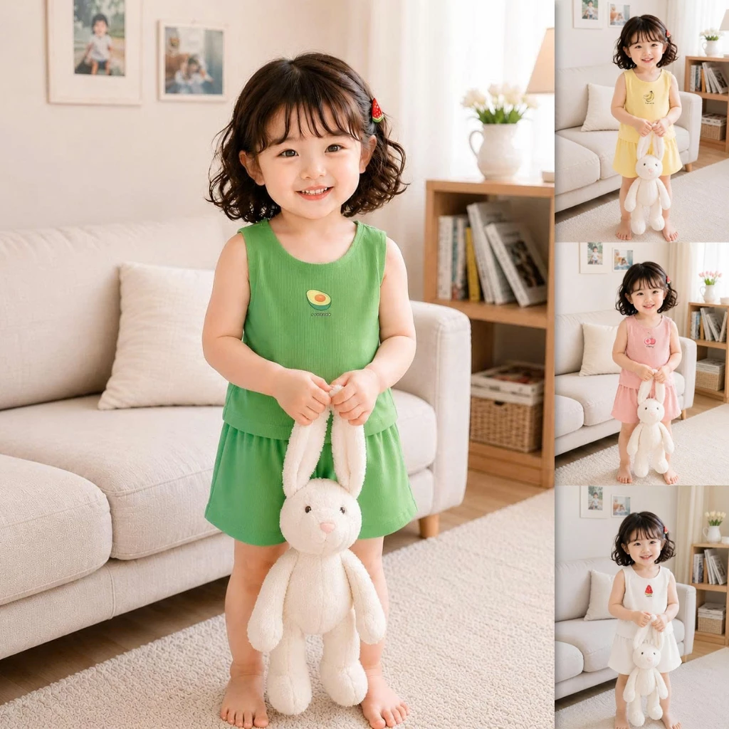 Bộ ba lỗ bé trai, bé gái in trái cây chất thun lạnh size đại đến 40kg