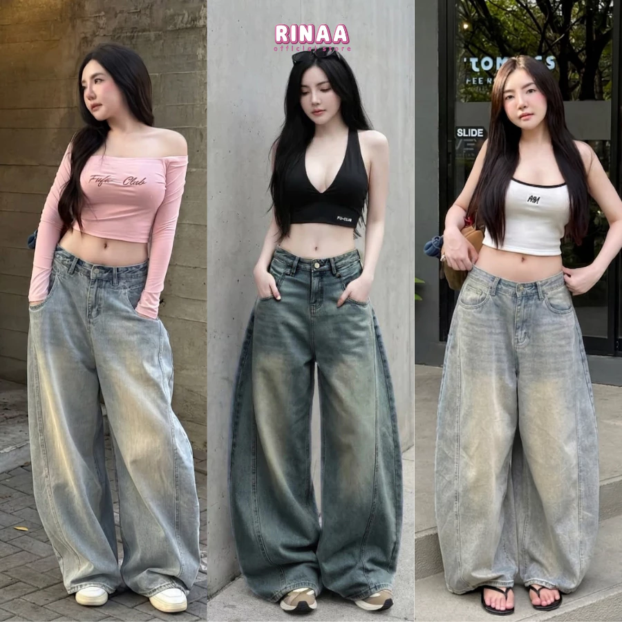 Quần Jeans  Ống Cong Form Rộng Thụng RINAA Wash Nhiều Màu Cực Tôn Dáng – VER1