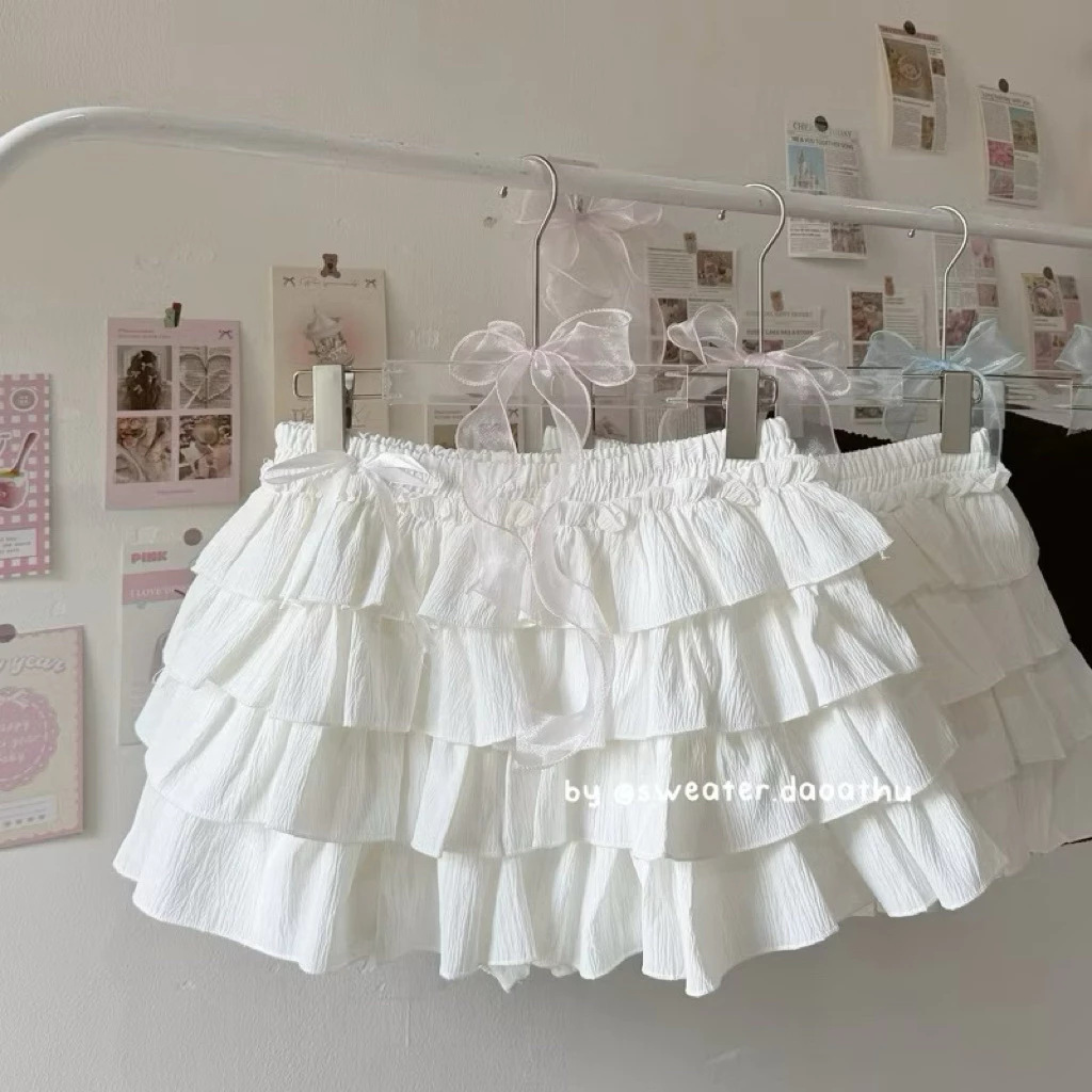 [ ẢNH THẬT ] MIA SKIRT - Chân váy ngắn 4 TẦNG ĐÍNH NƠ màu trơn basic siêu phồng hack dáng
