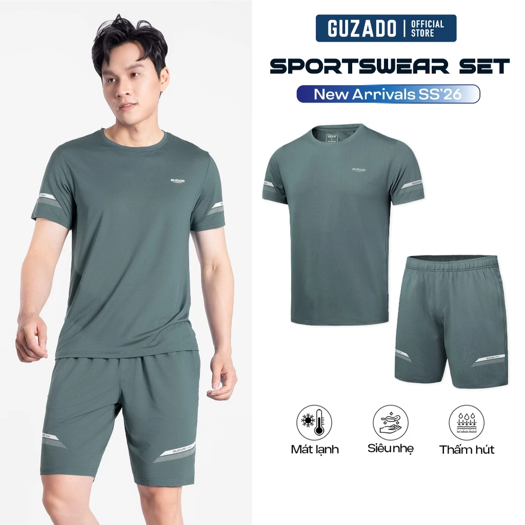 Bộ Quần Áo Nam GUZADO Vải Thun Lạnh, Co Giãn, Thấm Hút Tốt, Mẫu Thể Thao, Mặc Nhà Thoải Mái GBT01-GABT25S001