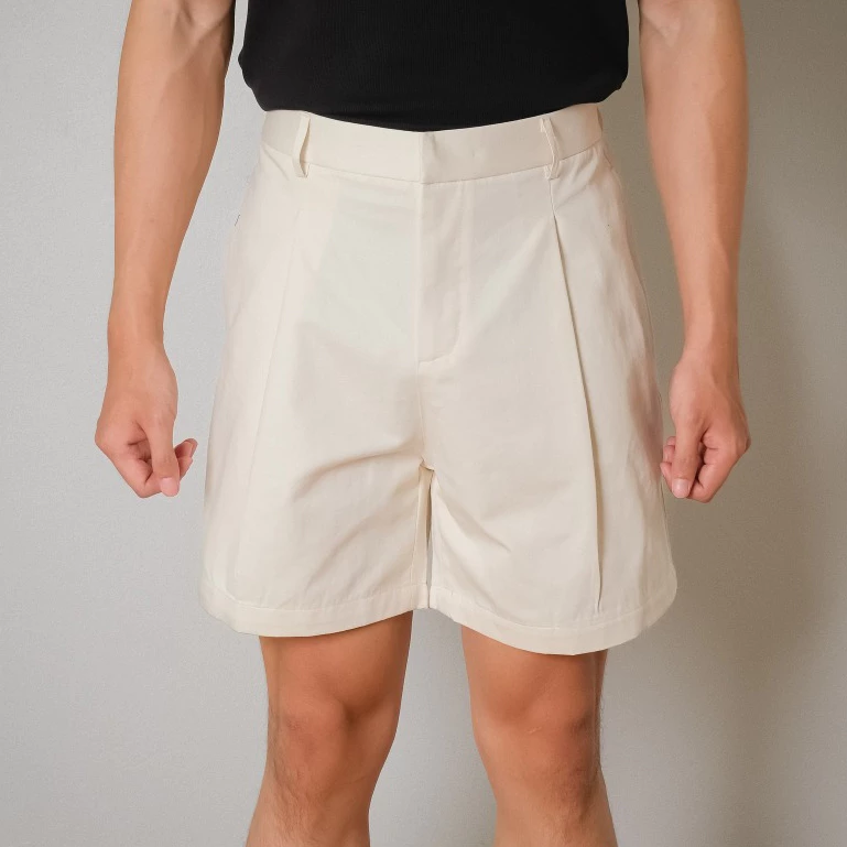 Quần Short Kaki Nam B Brown Form Relaxed Fit Có Xếp Li - Khaki Relaxed Shorts