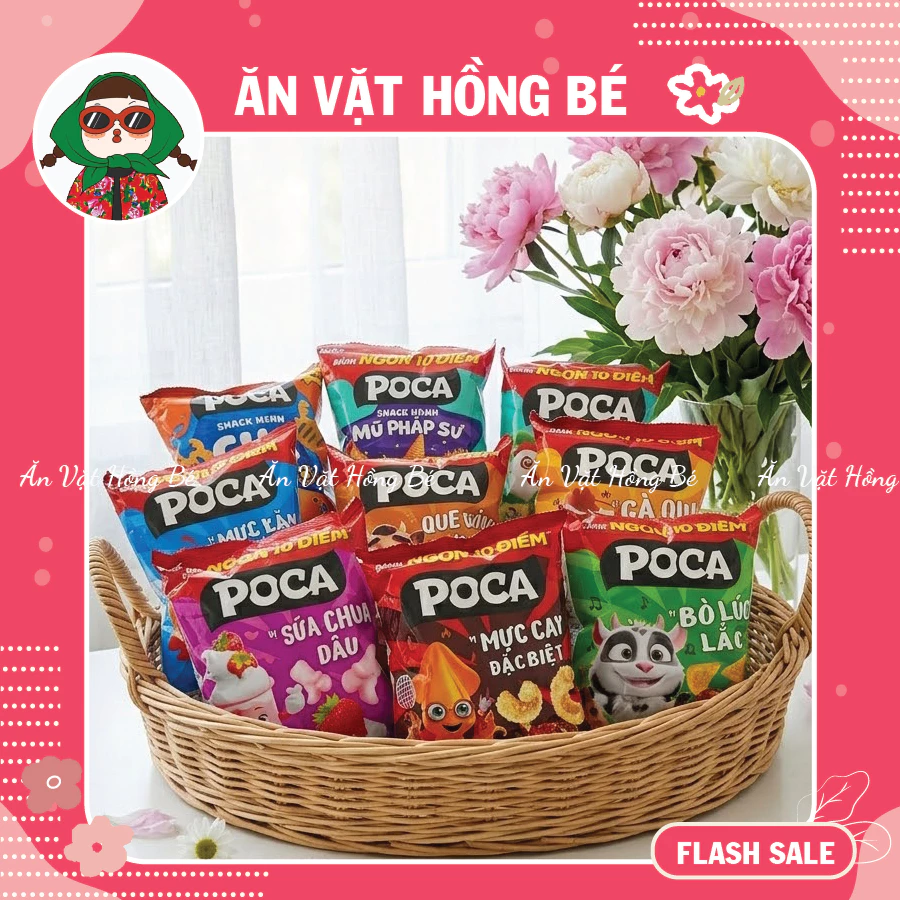 [5 Gói] Snack POCA đầy đủ các hương vị : Mực Lăn - Bò - Tôm … Bim bim PoCa giá rẻ